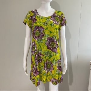 Jams World Dress Lime Green and purple floral